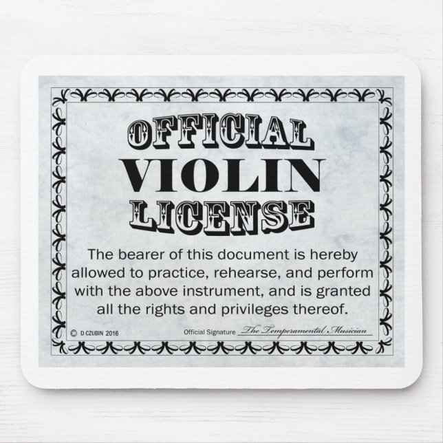 Violin License Mouse Pad (Front)