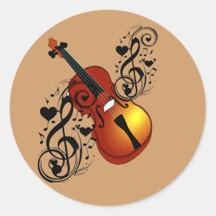 Violin,Lover at Heart_ Classic Round Sticker