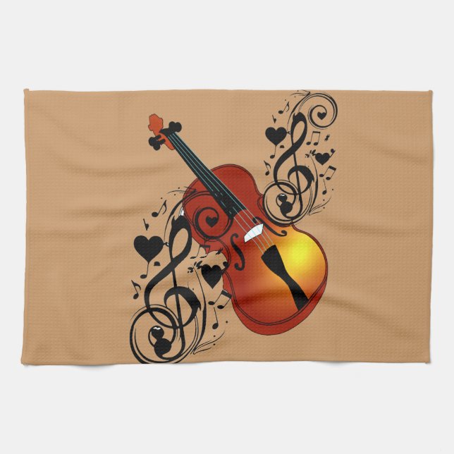 Violin,Lover at Heart_ Tea Towel (Horizontal)