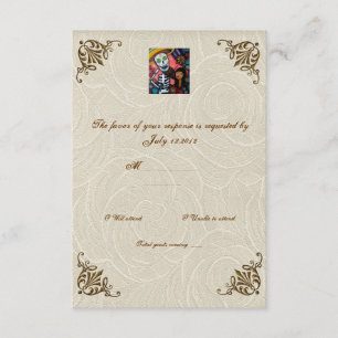 Violin Man Day of the Dead Wedding RSVP Card