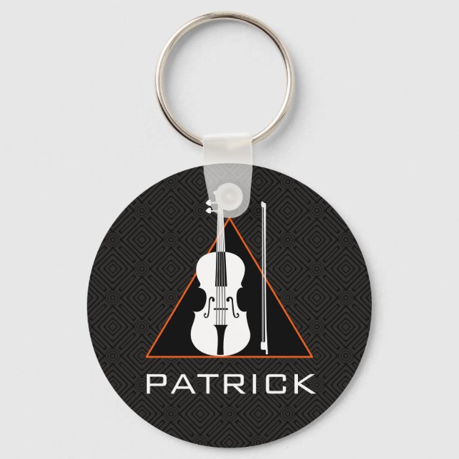 Violin minimal negative space Modern Violinist Key Ring (Front)