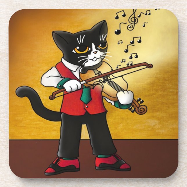 Violin Music Cat Coaster (Front)