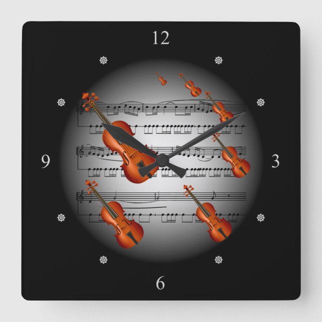 Violin Music ~ La musique ~ Música ~ Musik ~ Muzyk Square Wall Clock (Front)