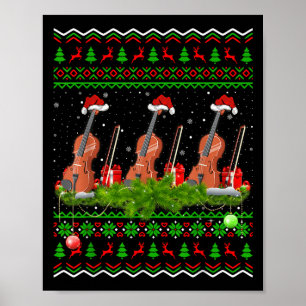 Violin Music Lover Xmas Gift Ugly Christmas Violin Poster