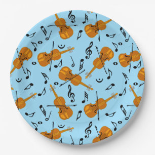 Violin Music Note Pattern Paper Plate