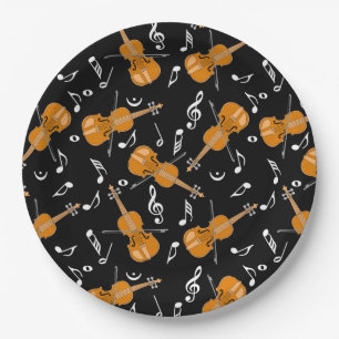 Violin Music Note Pattern Paper Plate