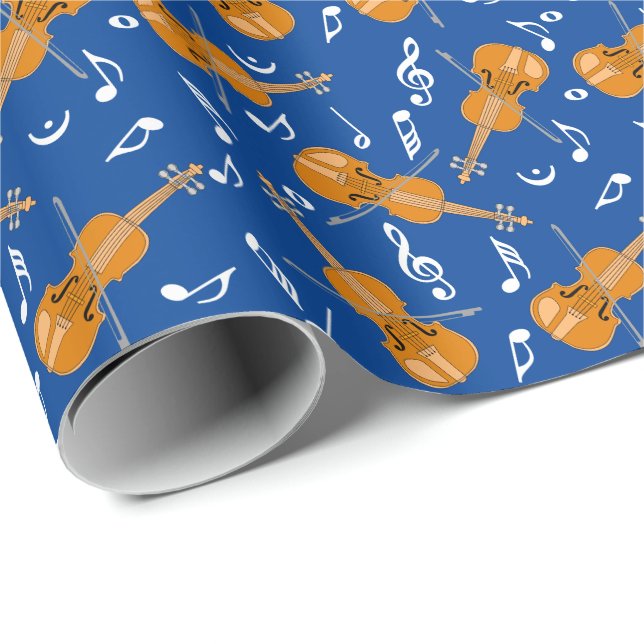 Violin Music Note Pattern Wrapping Paper (Roll Corner)