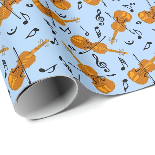 Violin Music Note Pattern Wrapping Paper (Roll Corner)