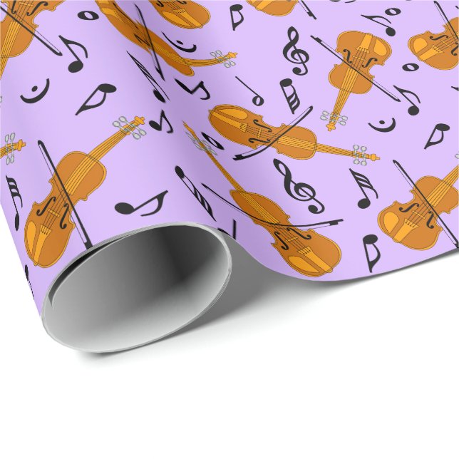Violin Music Note Pattern Wrapping Paper (Roll Corner)