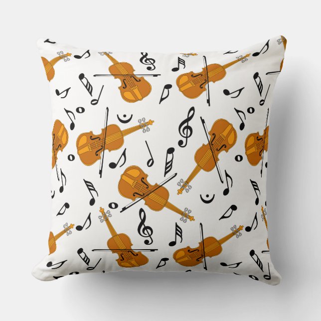Violin Music Notes Cushion (Front)
