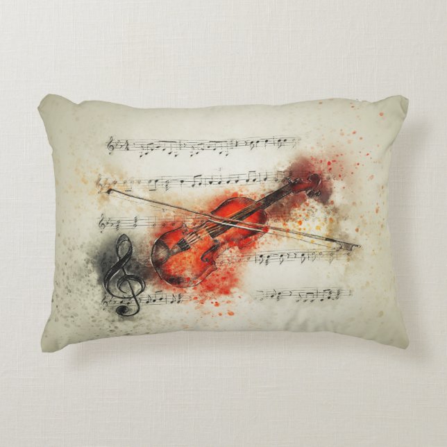 Violin & Music Notes  Decorative Cushion (Front)