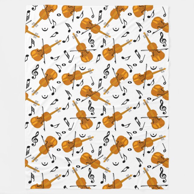 Violin Music Notes Fleece Blanket (Front)