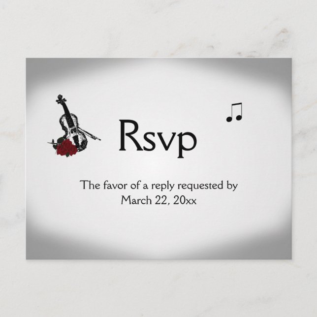 Violin Music RSVP Dinner Choices Invitation Postcard (Front)