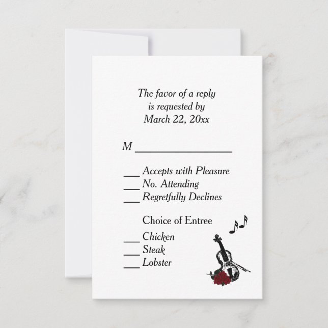 Violin Music RSVP with Entree Choices Card (Front)