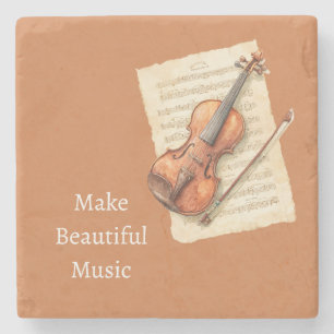 Violin Music Sheet Stone Coaster