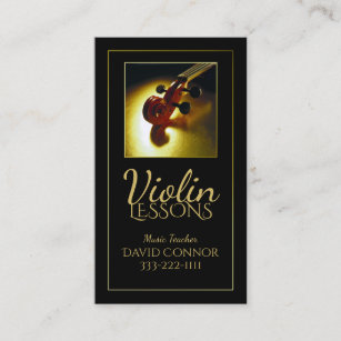 Violin Music Teacher Classic Black Business Card