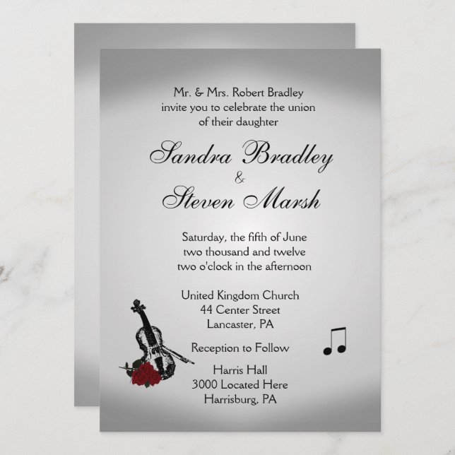 Violin Music Wedding Invitation (Front/Back)