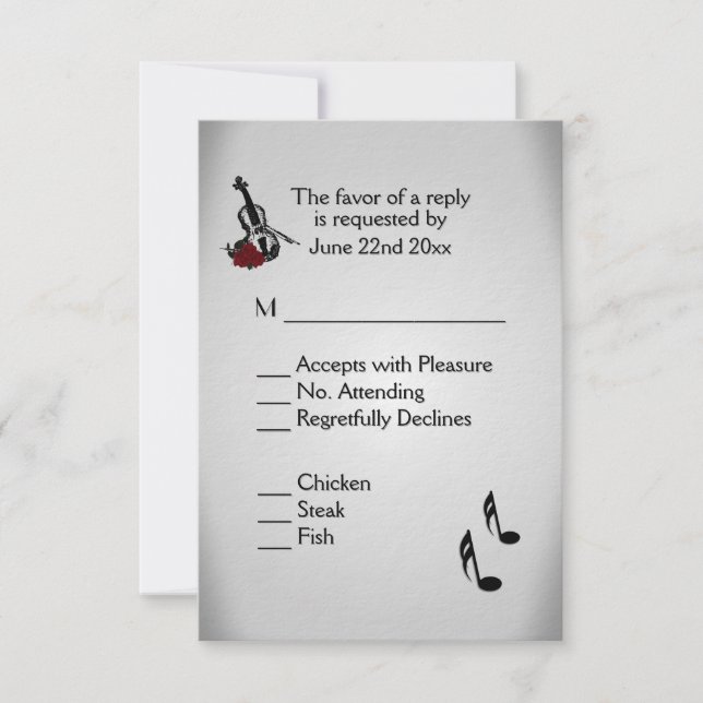Violin Music Wedding Menu RSVP (Front)
