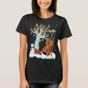 Violin Music Xmas Tree Lighting Santa Hat Violin C T-Shirt