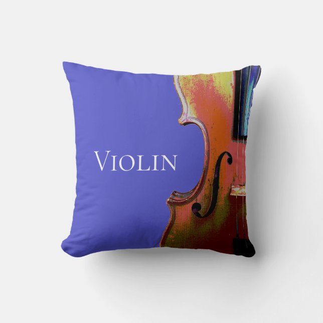Violin Musical Abstract Orchestra Black and Blue Cushion (Front)