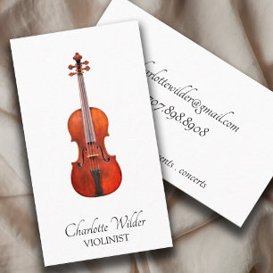 Violin Musician Black On White Business Card