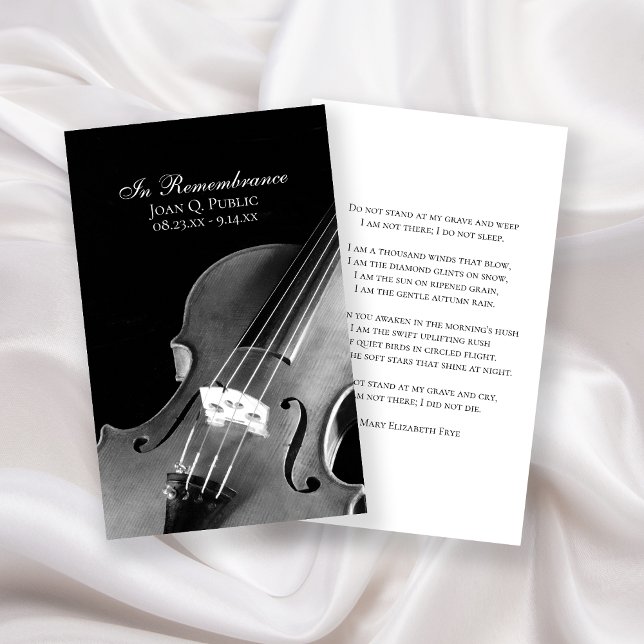 Violin Musician Funeral Memorial Prayer / Poem Business Card (Creator Uploaded)