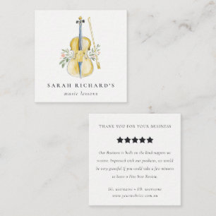 Violin Musician Music Teacher Review Request Square Business Card
