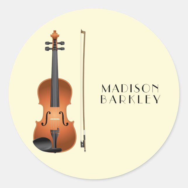Violin Musician Teacher String Orchestra Classic Round Sticker (Front)