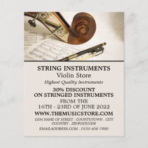 Violin Note Sheet, Musical Instrument Store Flyer