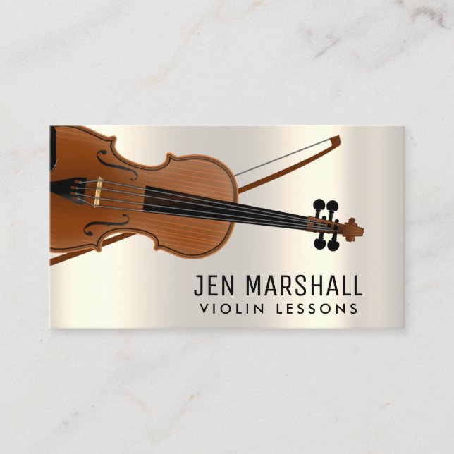 • violin on faux metallic effect business card (Front)