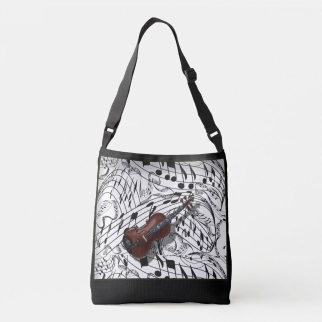 VIOLIN ON MUSIC NOTES CROSSBODY BAG (Back)