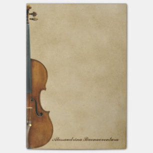 Violin on Parchment Look Customisable Name Post-it Notes