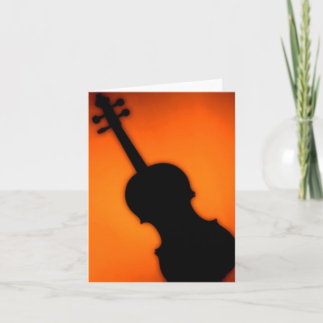 Violin or Viola Gold Background Greeting or Note C Card (Front)