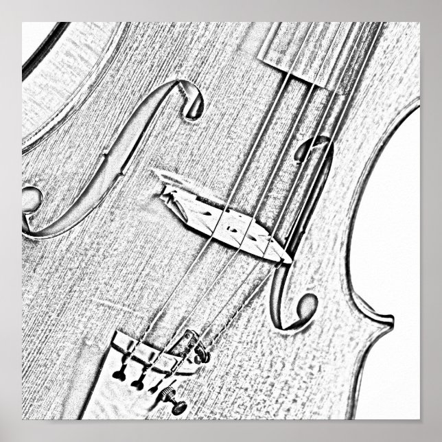 Violin or Viola Ink Drawing Poster (Front)