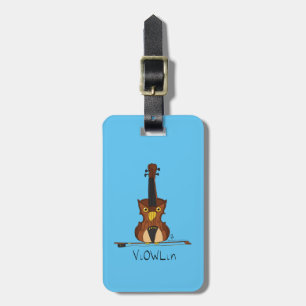 Violin Owl Cute Music Kids Luggage Tag