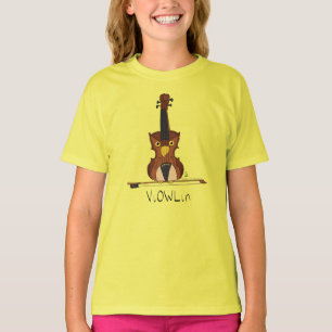 Violin Owl Cute Music Kids T-Shirt