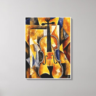 Violin Painting with Geometric Art Canvas Print