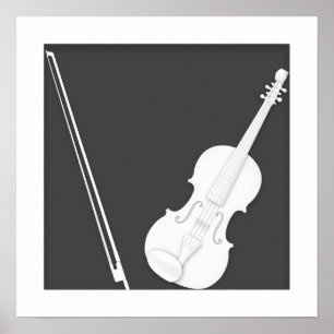 Violin Paper Cutout Illusion by Mozartini Charcoal Poster