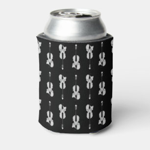 Violin Pattern - Black and White Can Cooler
