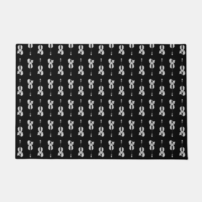 Violin Pattern - Black and White Doormat (Front)