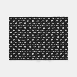 Violin Pattern - Black and White Fleece Blanket