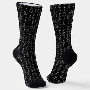 Violin Pattern - Black and White Socks
