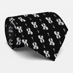 Violin Pattern - Black and White Tie
