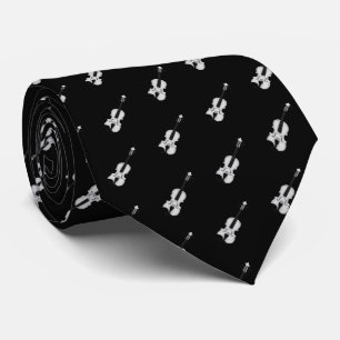 Violin Pattern - Black and White Tie