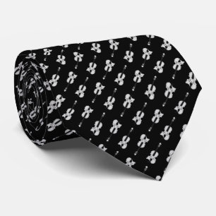 Violin Pattern - Black and White Tie