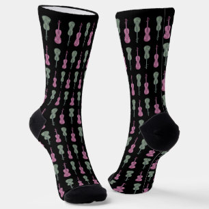 Violin Pattern - Green and Pink Socks