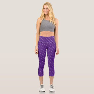 Violin Pattern - Lavender and Black Capri Leggings