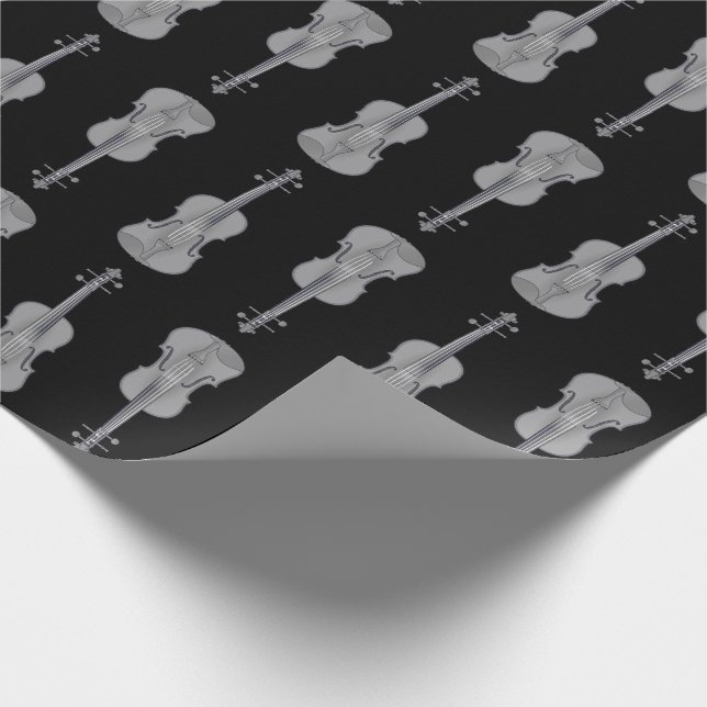 Violin Pattern - Silver and Black Wrapping Paper (Corner)