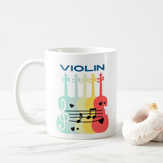 Violin Player Music Instrument Coffee Mug (With Donut)