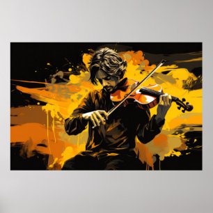 Violin Player Music Painting Abstract Art Decor